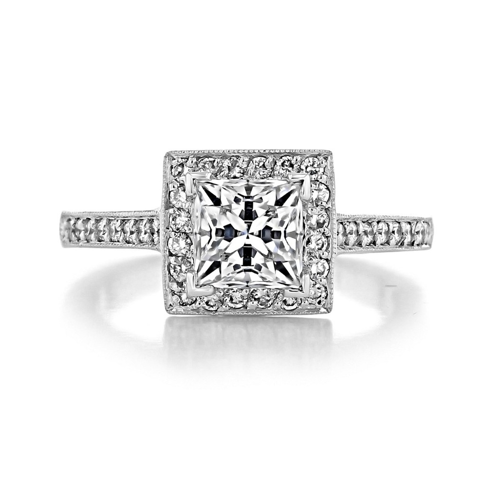 ✨ Diamond Square Halo, Princess Cut Stunning Engagement Ring ✨